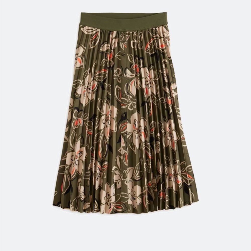 NWT Daniel Rainn Olive Floral Print A-Line Skirt.